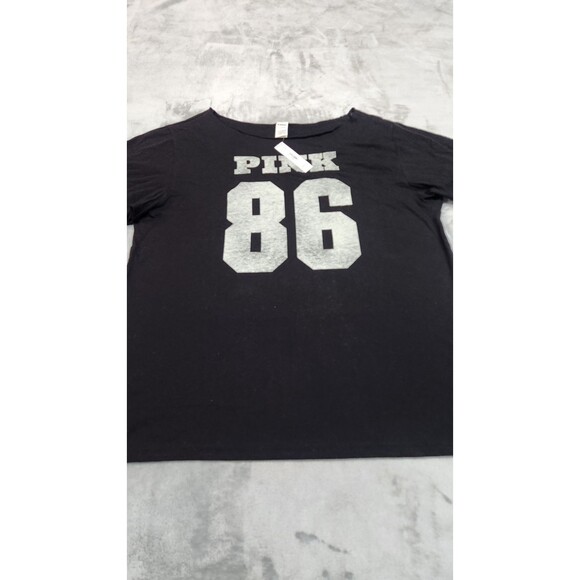 Victoria's Secret L Black 86 Campus Cotton Off The Shoulder Tee NWT - Picture 1 of 8